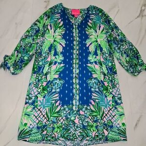 Lilly Pulitzer Blue and Green Tropical Dress